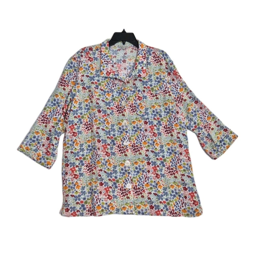 Floral Button-Up Blouse in Multi Color